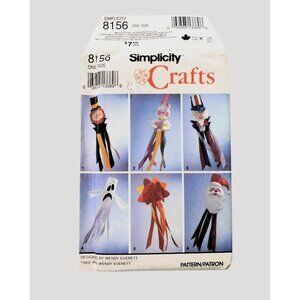Simplicity Crafts  8156 Holiday Wind Socks Sewing Pattern Uncut Vintage 1992